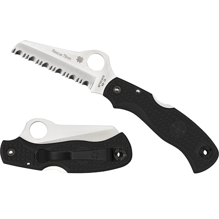 Spyderco 2024 Spyderco Rescue 79Mm Lightweight Black Serrated SPY-C45SBK